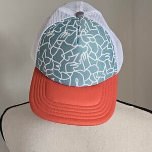 Orange and blue mesh trucker